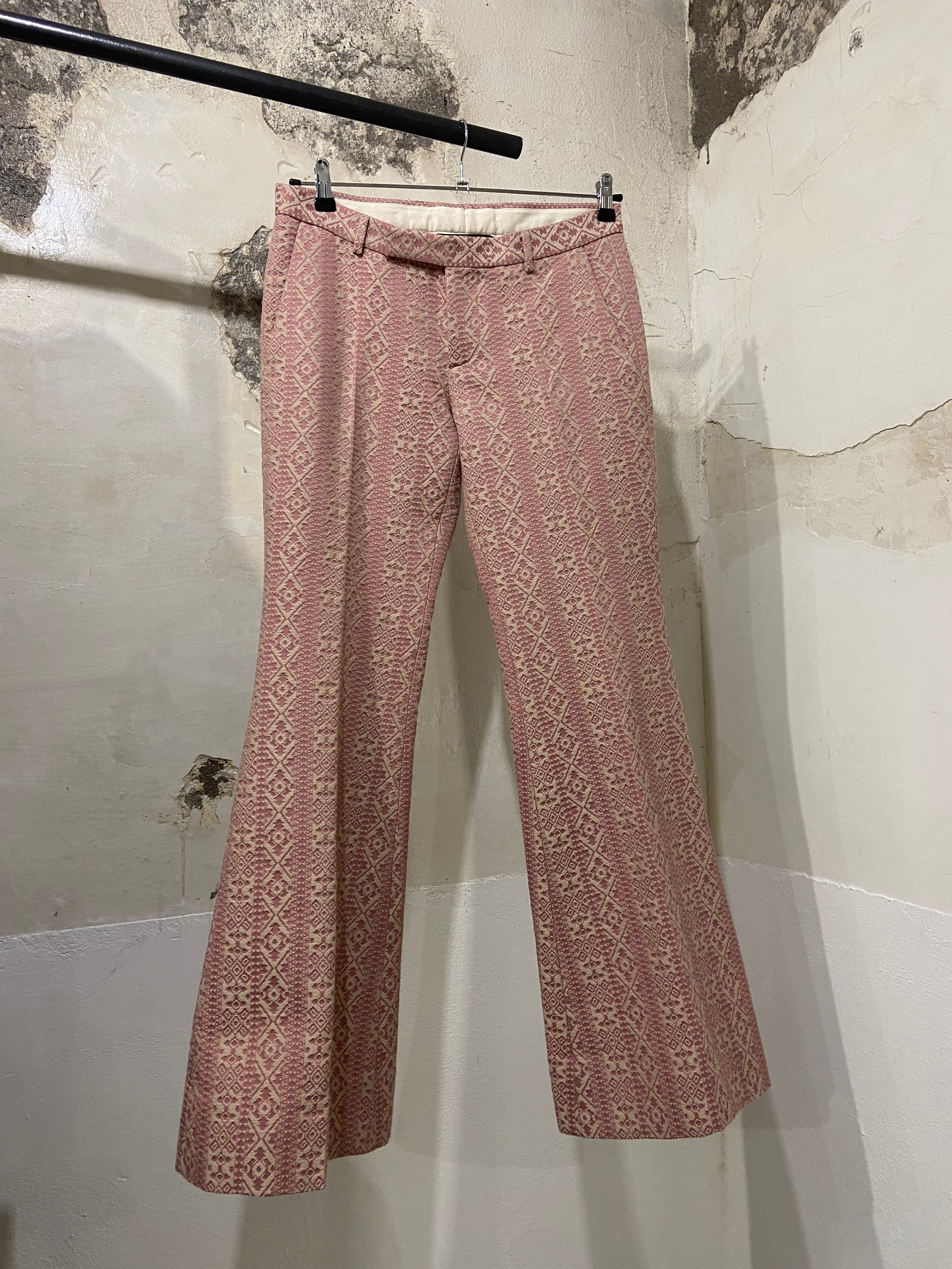 Gucci Pink Brocade Flared Pants