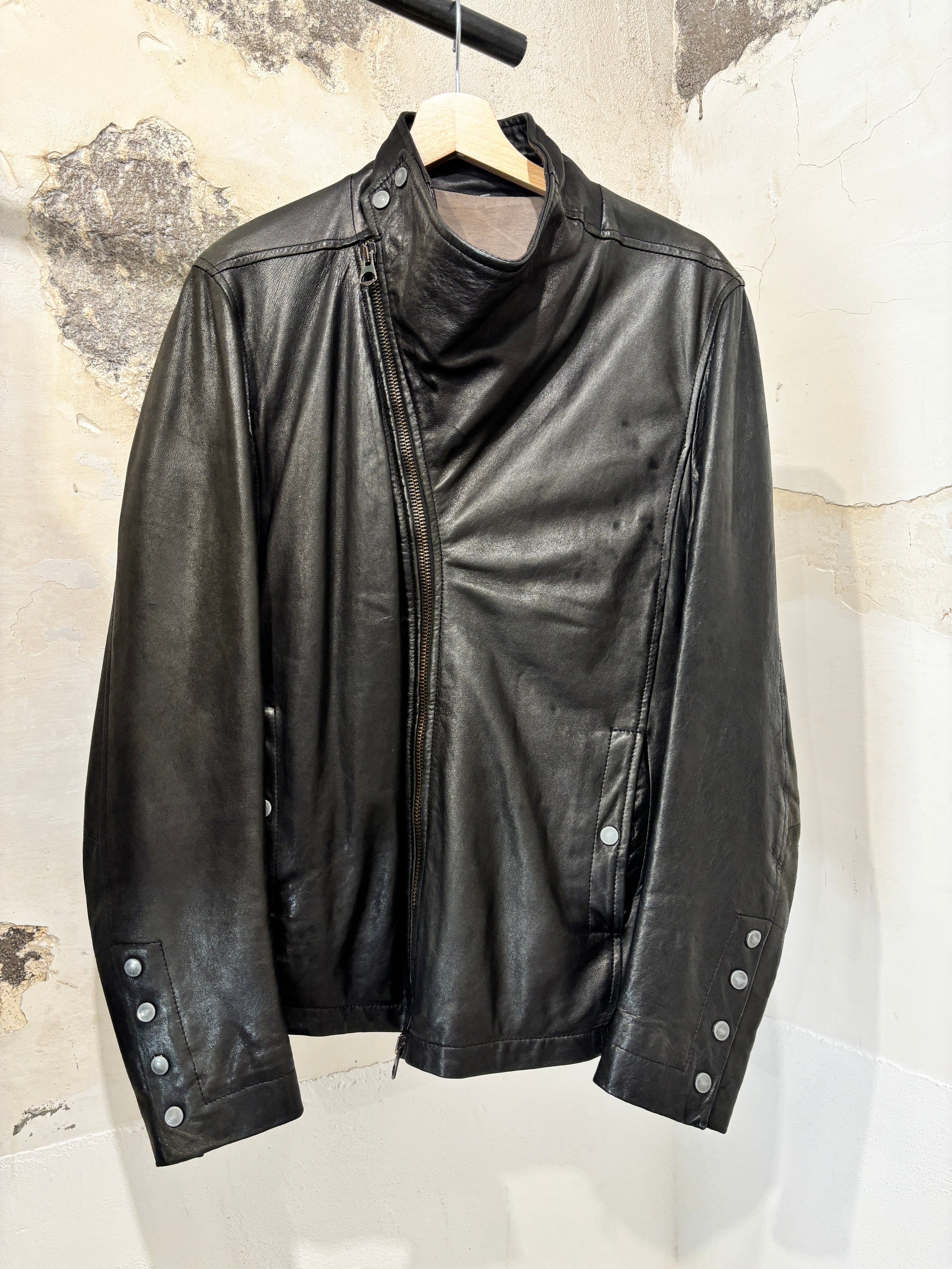 asymmetrical leather jacket: