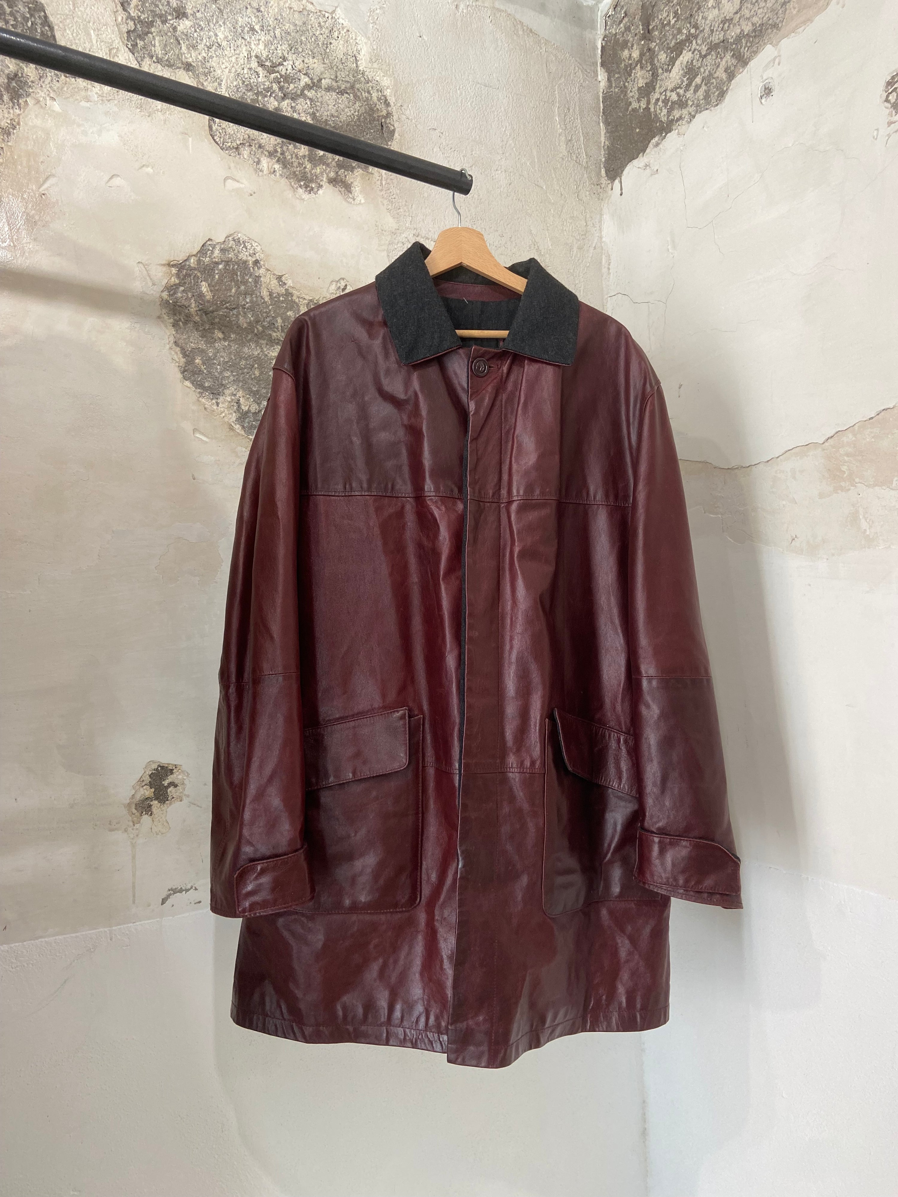 Leather field jacket
