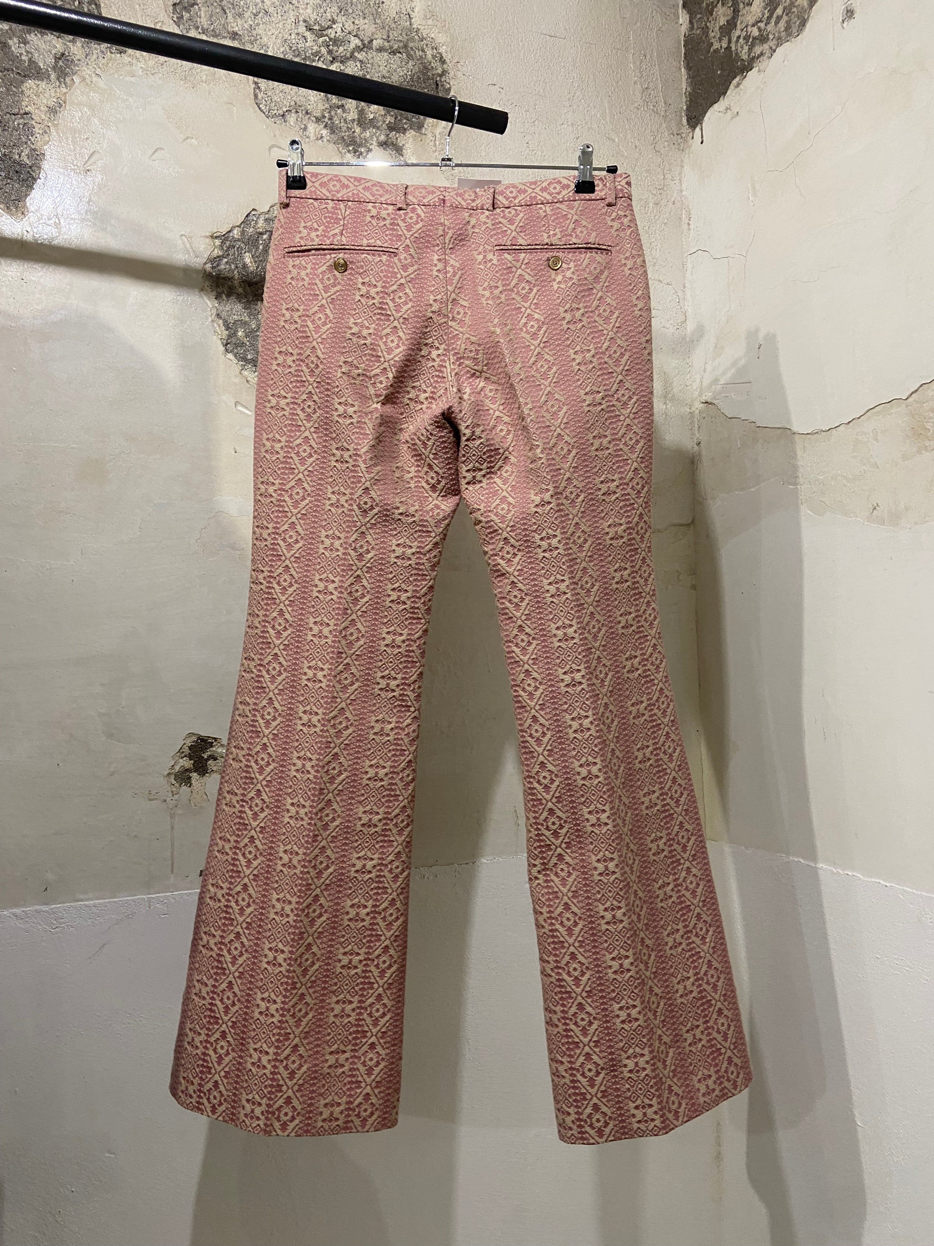 Gucci Pink Brocade Flared Pants