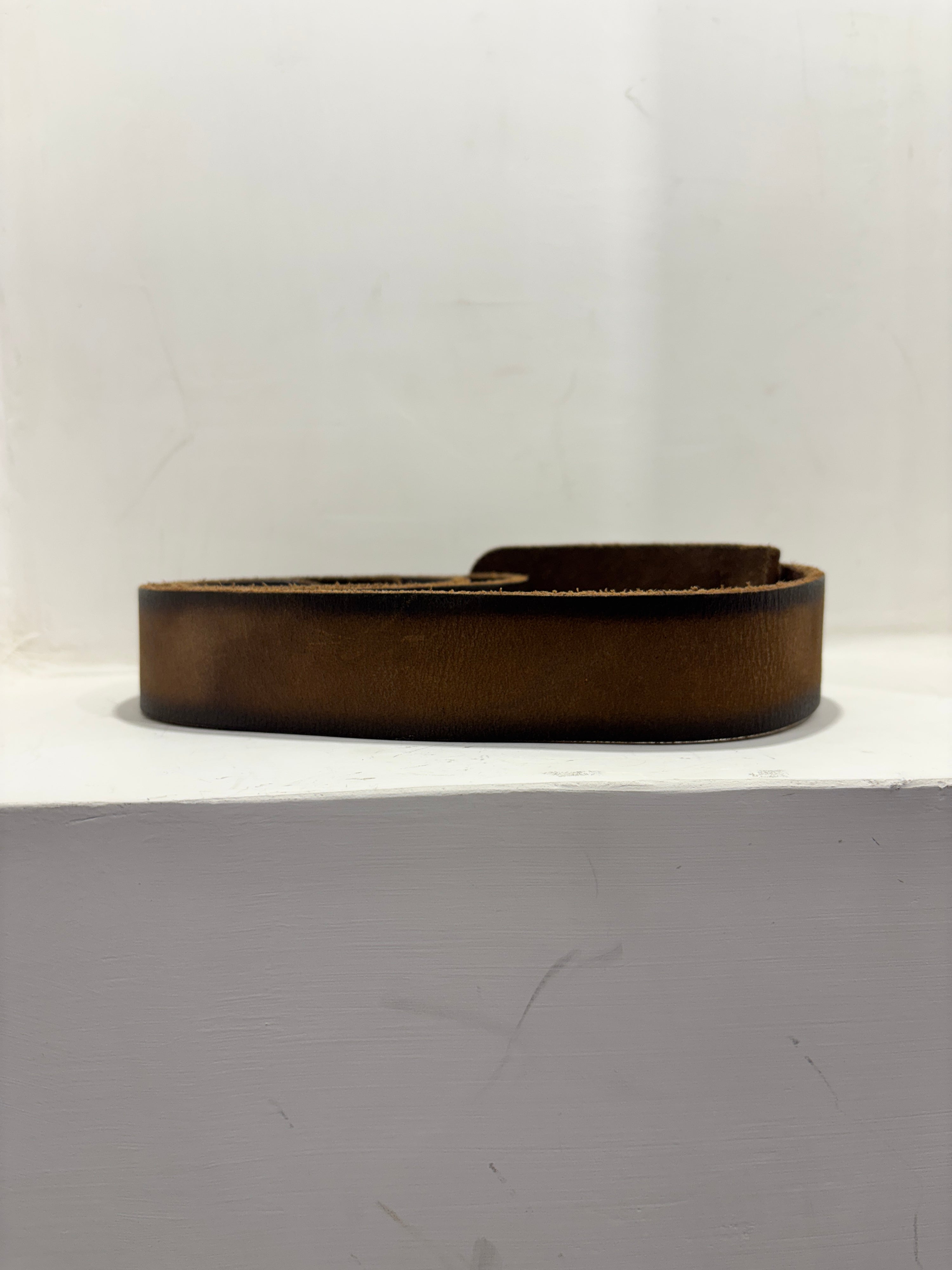 Vintage Leather Belt with Ornate Silver Buckle
