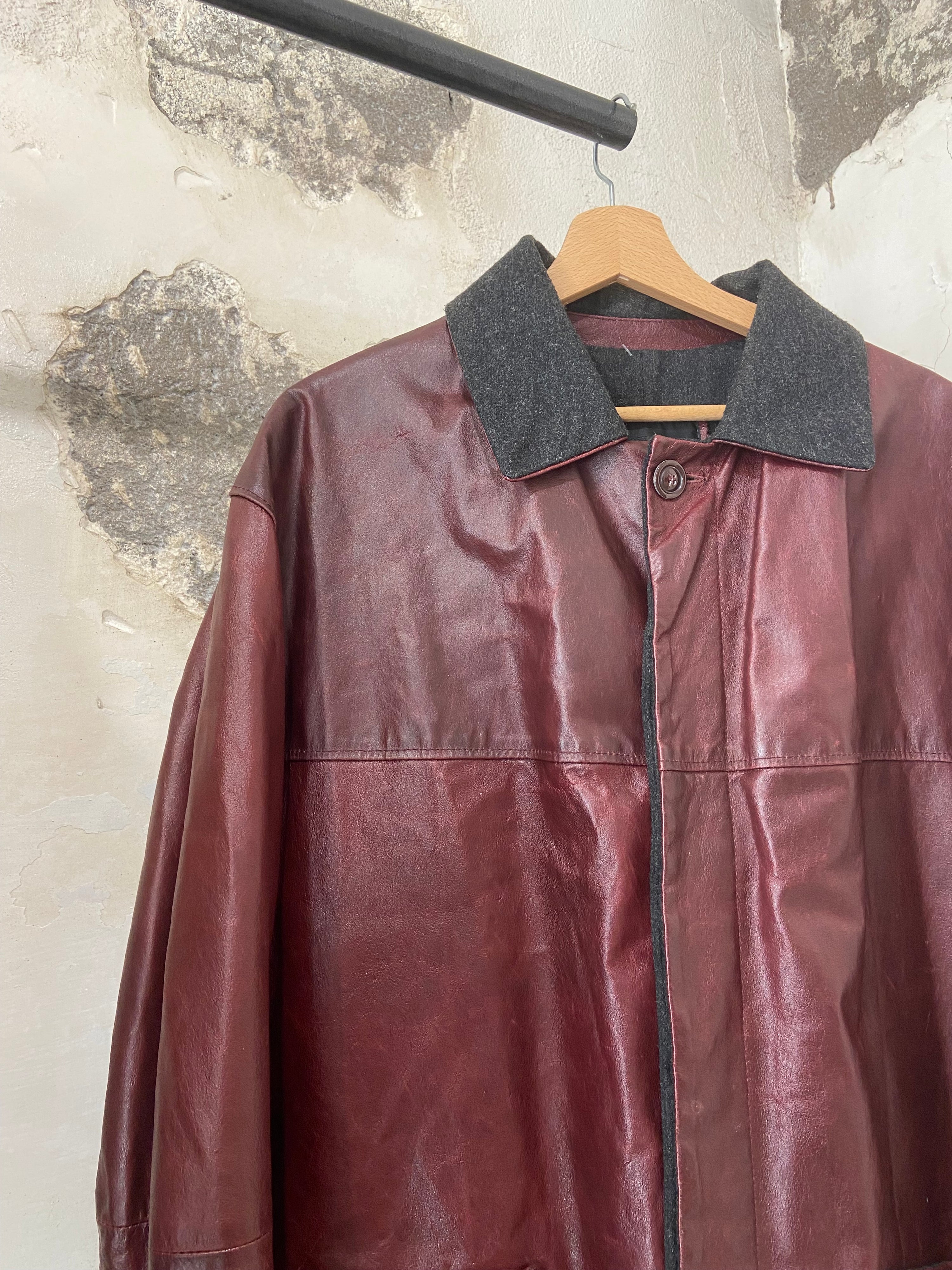 Leather field jacket