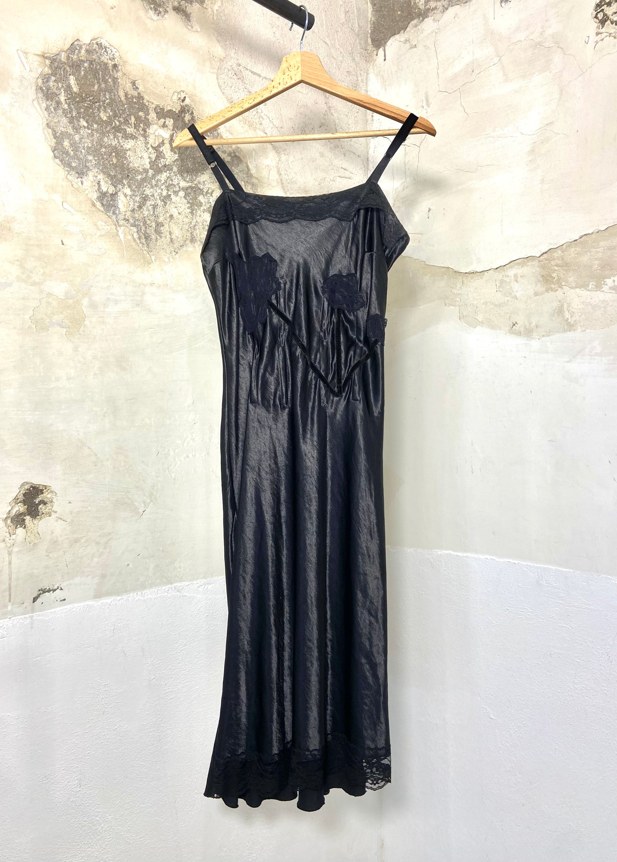 Black satin dress