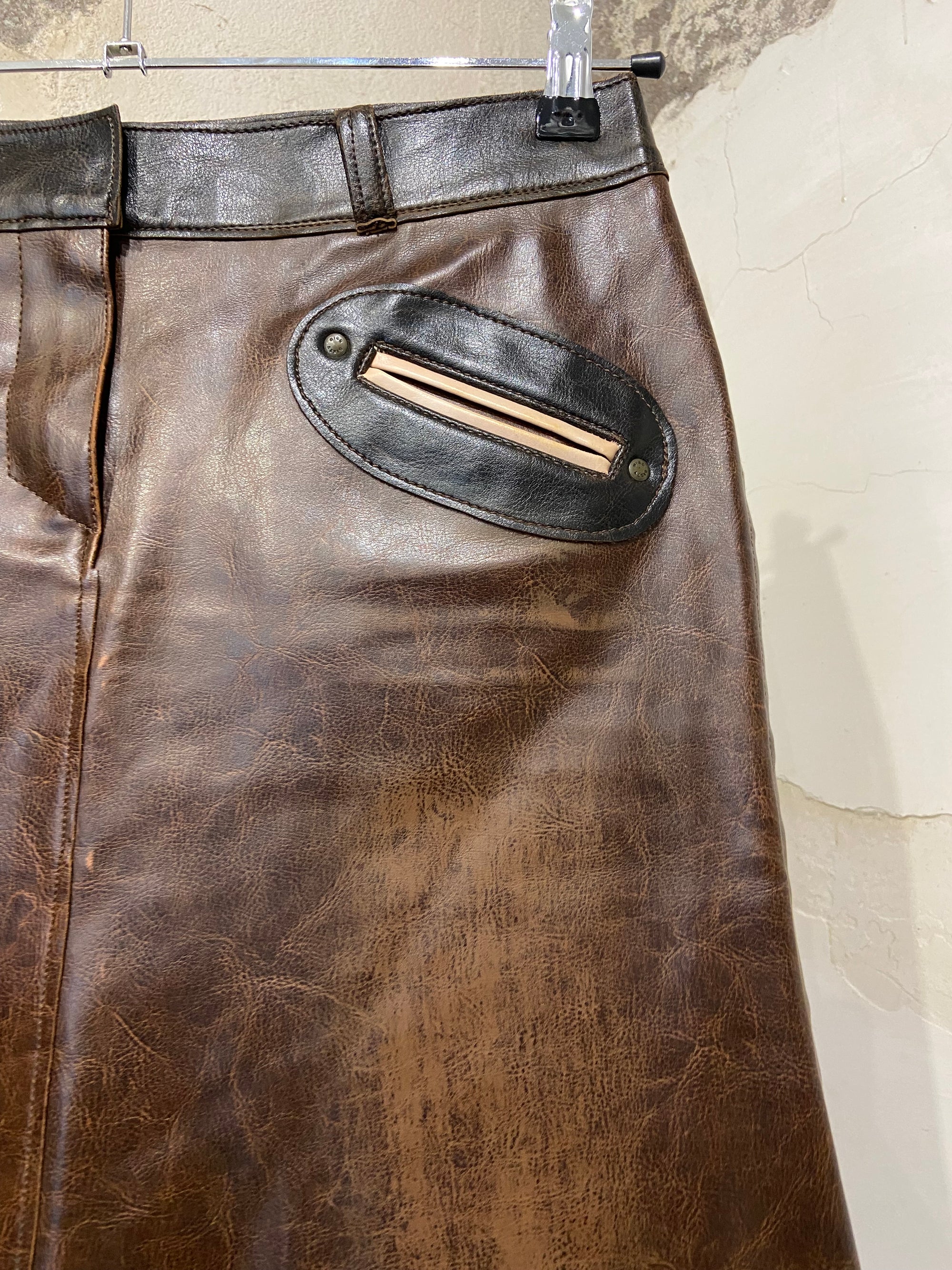 Miss Sixty Brown Leather Skirt