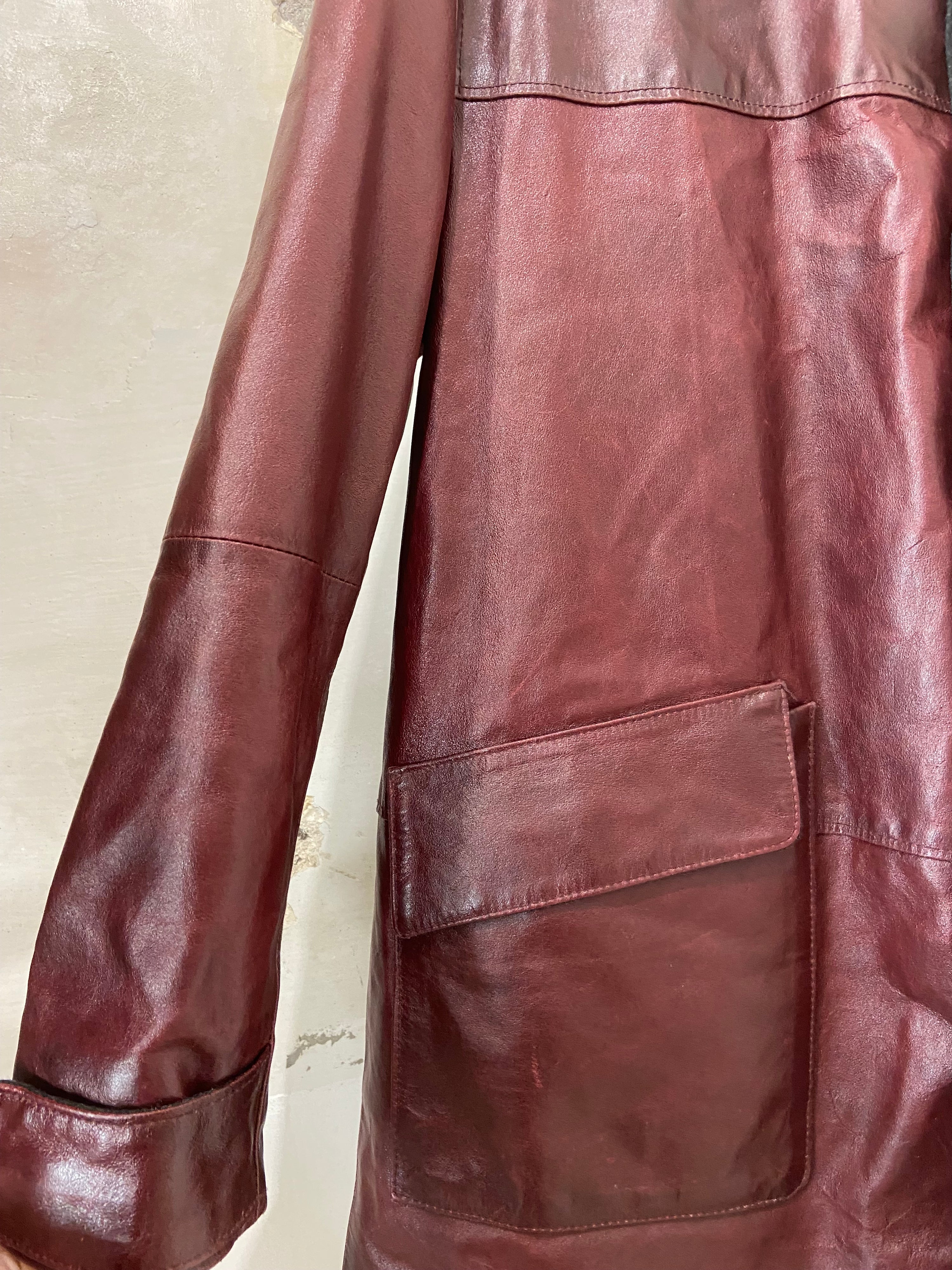 Leather field jacket