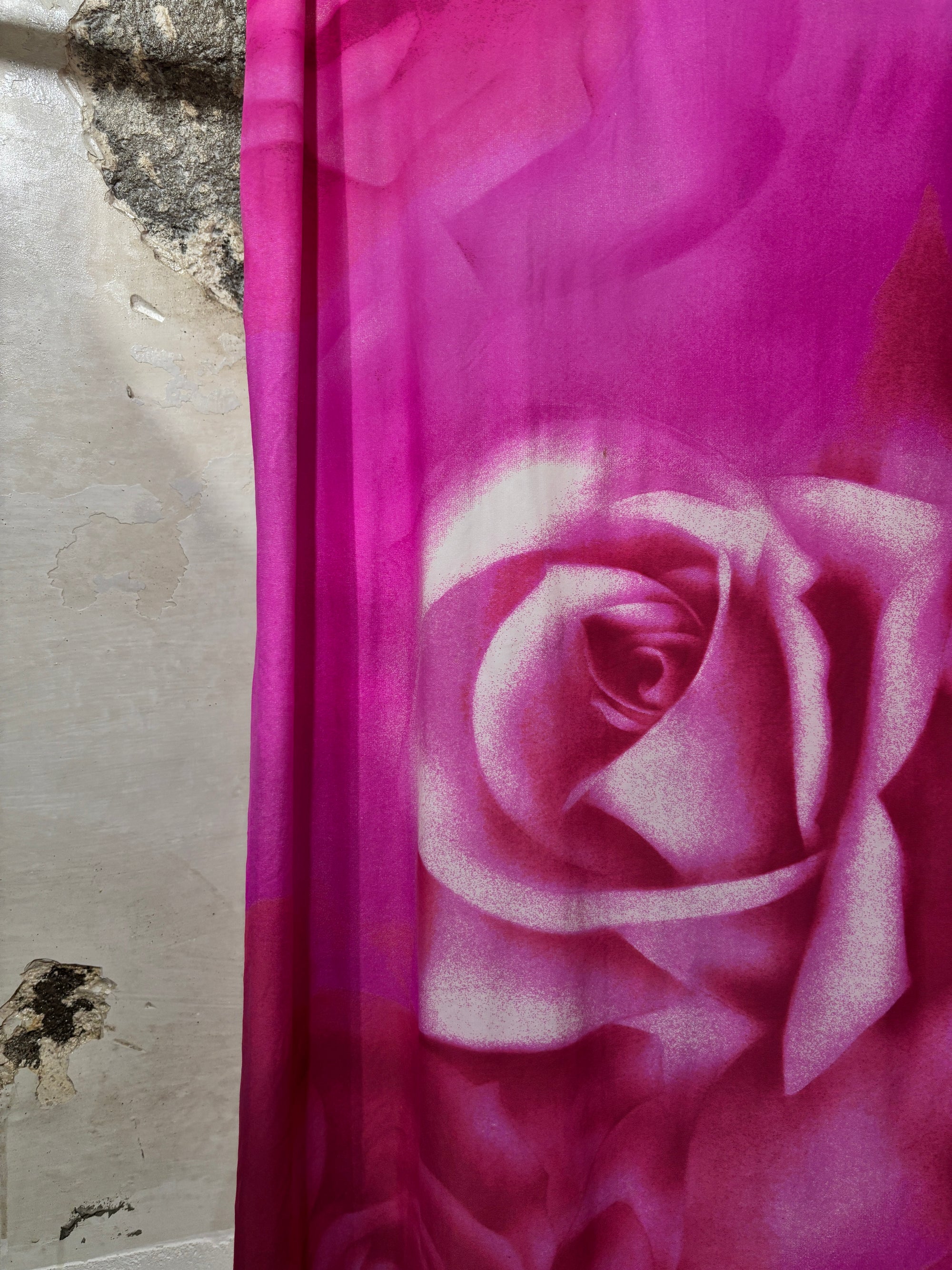 Roberto Cavalli Rose Print Silk Skirt