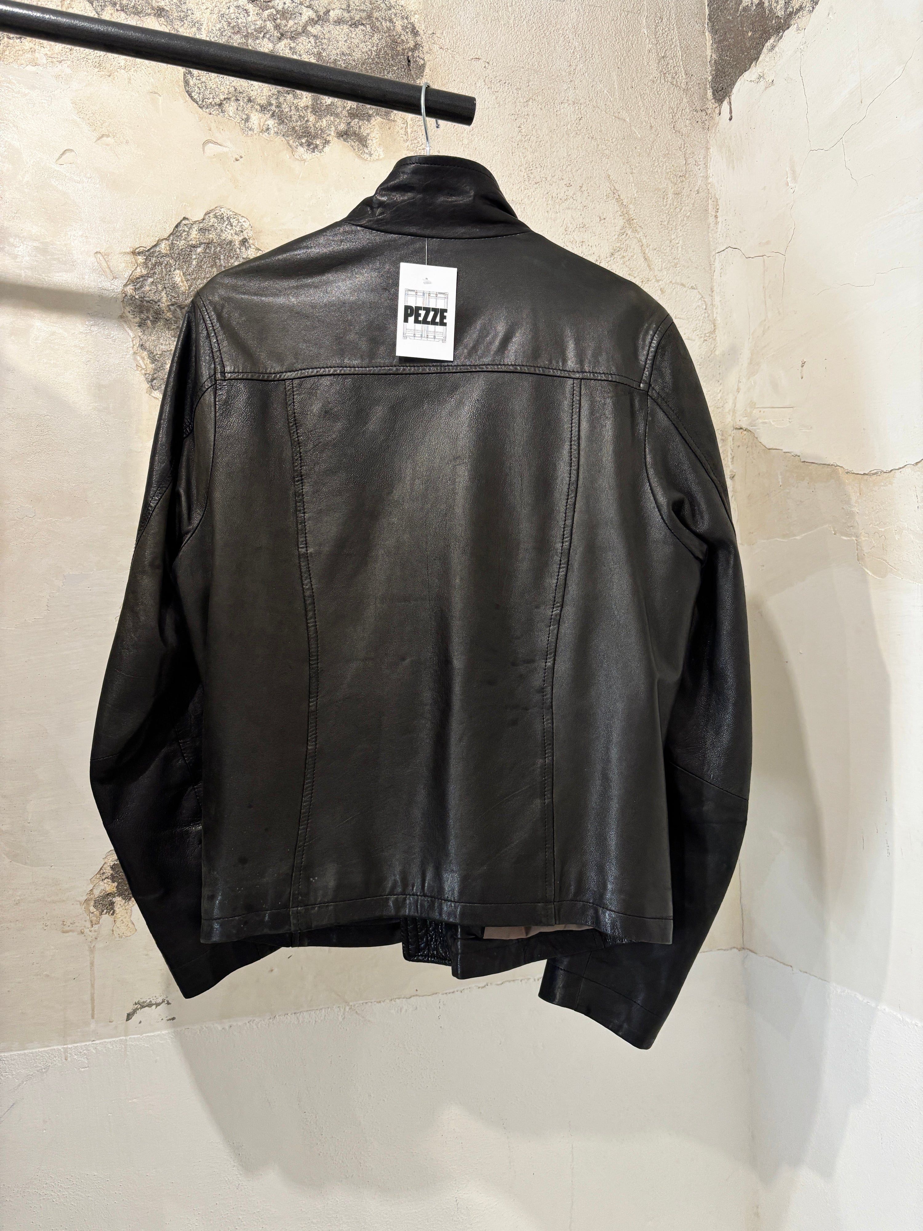asymmetrical leather jacket: