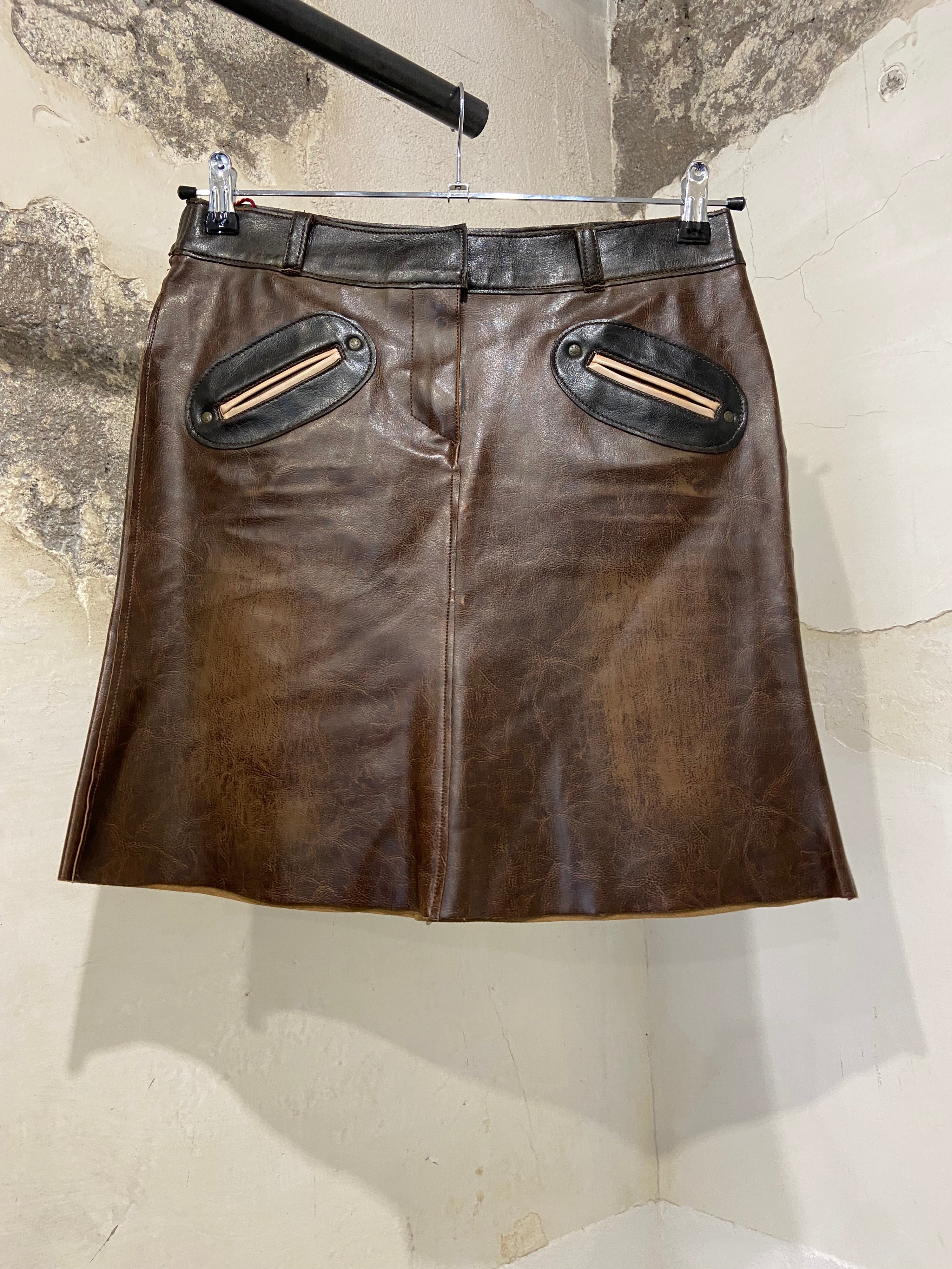 Miss Sixty Brown Leather Skirt